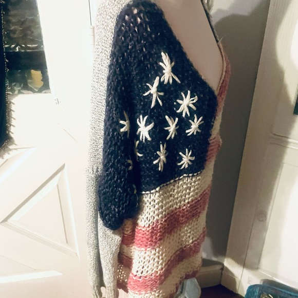 Free People Patriotic American Flag Loose Knit Sweater - Picture 8 of 9
